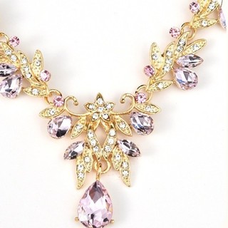 Vòng Cổ Zircon Kim Cương SEREIP, Vòng Cổ Hoa Lấp Lánh Nữ Hình Lá, Bông Tai Trang Sức Cưới Bộ Trang Sức Cho Tiệc Cưới Lễ Hội