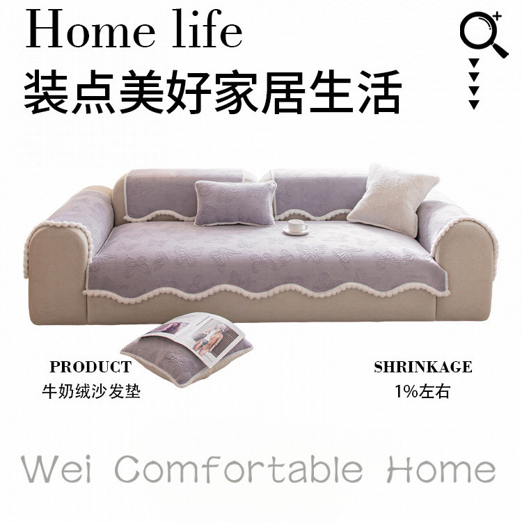 Tím Sang Trọng Sofa Đệm Hình Chữ L Sofa Đa Năng Chống Trơn Trượt Khăn Vải Đơn Đôi Sofa Bao Đệm