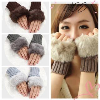 Cặp Đôi Găng Tay Không Ngón Dệt Kim Từ Len Cừu, Ấm Áp