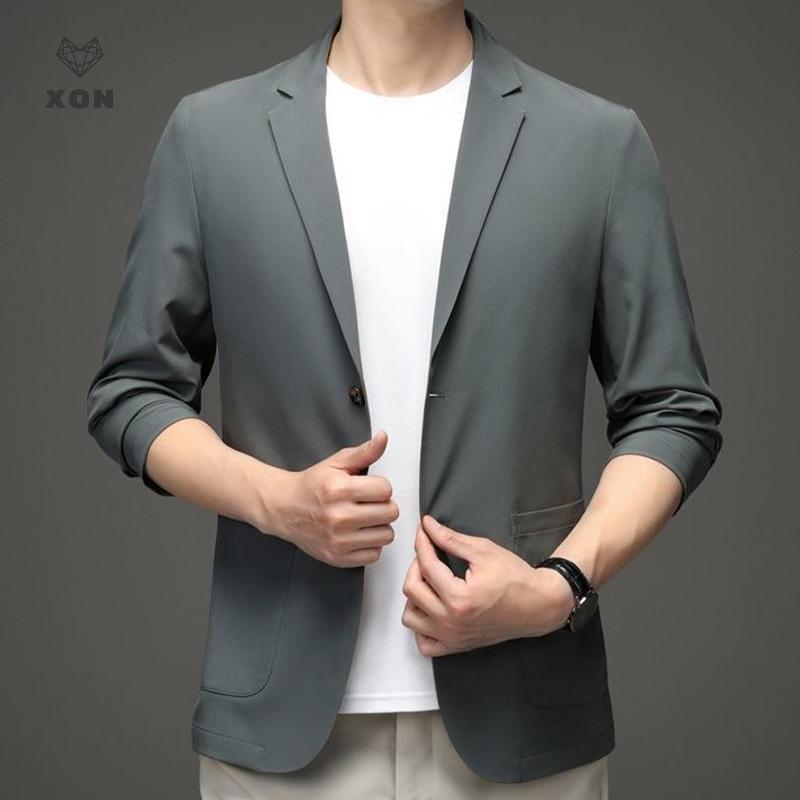 Áo khoác blazer nam màu đen, phong cách đơn giản và đa năng, phù hợp cho doanh nhân mùa thu