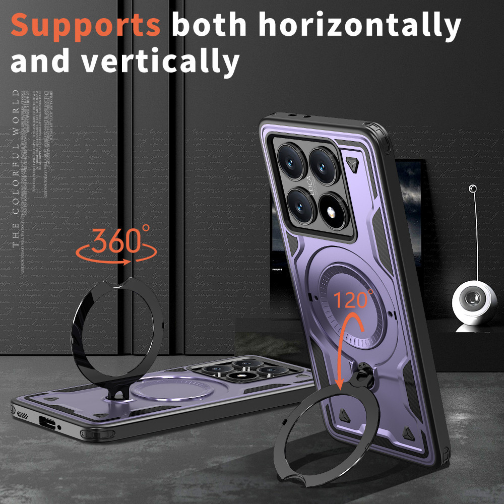 Ốp điện thoại có giá đỡ thẳng đứng xoay từ tính cho Xiaomi 14T Pro POCO C85 C75 C71 C65 C55 F7 M6 X6 X7 PRO PLUS ULTRA 4G 5G Vỏ bảo vệ Camera chống sốc