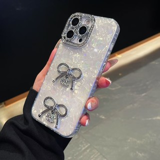 Phim Bảo Vệ Ống Kính Hồng Trắng Laser Trái Tim Tình Yêu Kim Cương Nơ Ốp Lưng Điện Thoại iPhone 17Promax 16Promax 11 12 13 14 15 Pro Max 14Plus Vỏ Di Động Nữ Chống Sốc