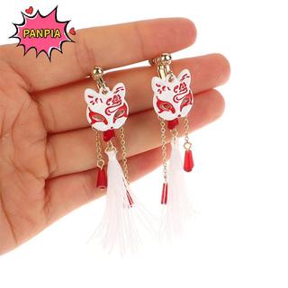 Bông tai mặt nạ cáo cổ điển dành cho nữ với hình trang sức quạt, phù hợp làm quà tặng