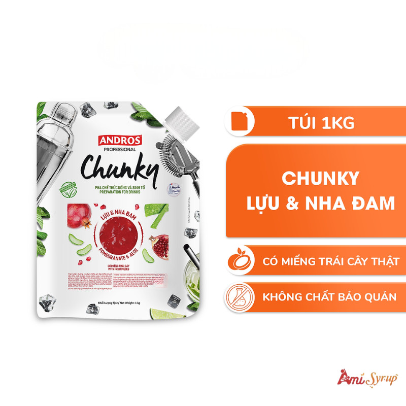 Mứt Trái Cây Chunky Andros Túi 1kg, Đặc Sắc Trái Cây Tự Nhiên, Hoàn Hảo Cho Pha Chế