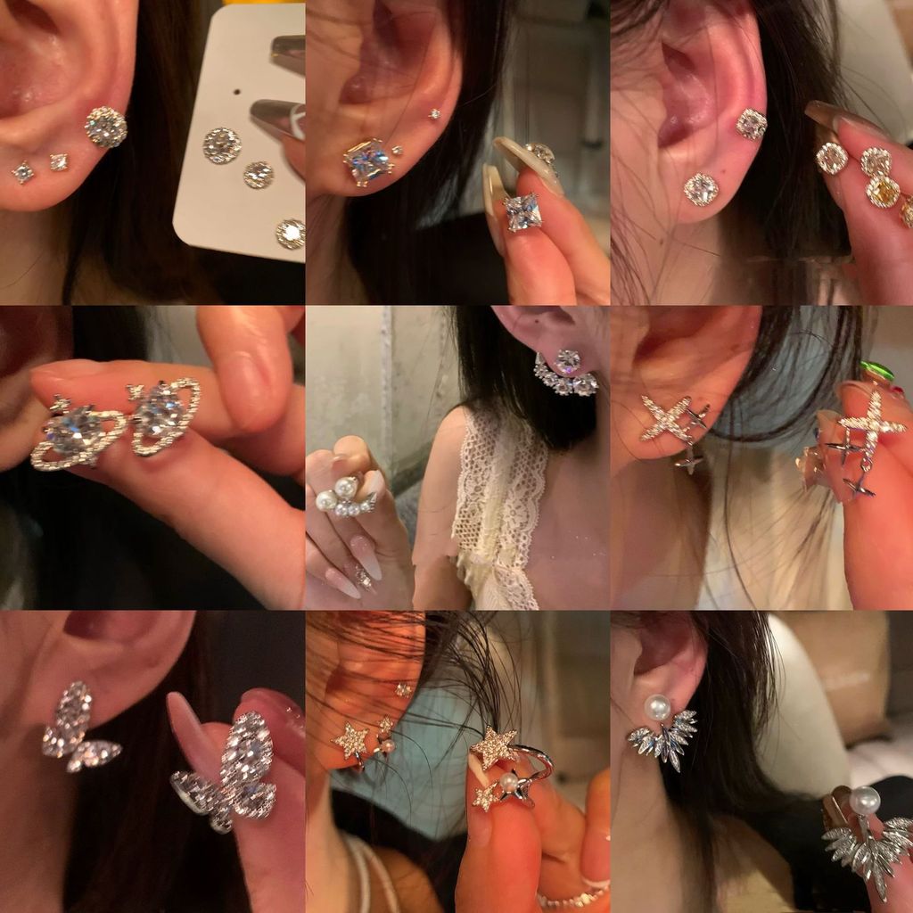 Bạc 925 Kim Phong Cách Thoáng Mát Nhẹ Sang Trọng Cao Cấp Bông Tai Ngọc Trai Zircon Bông Tai Nữ