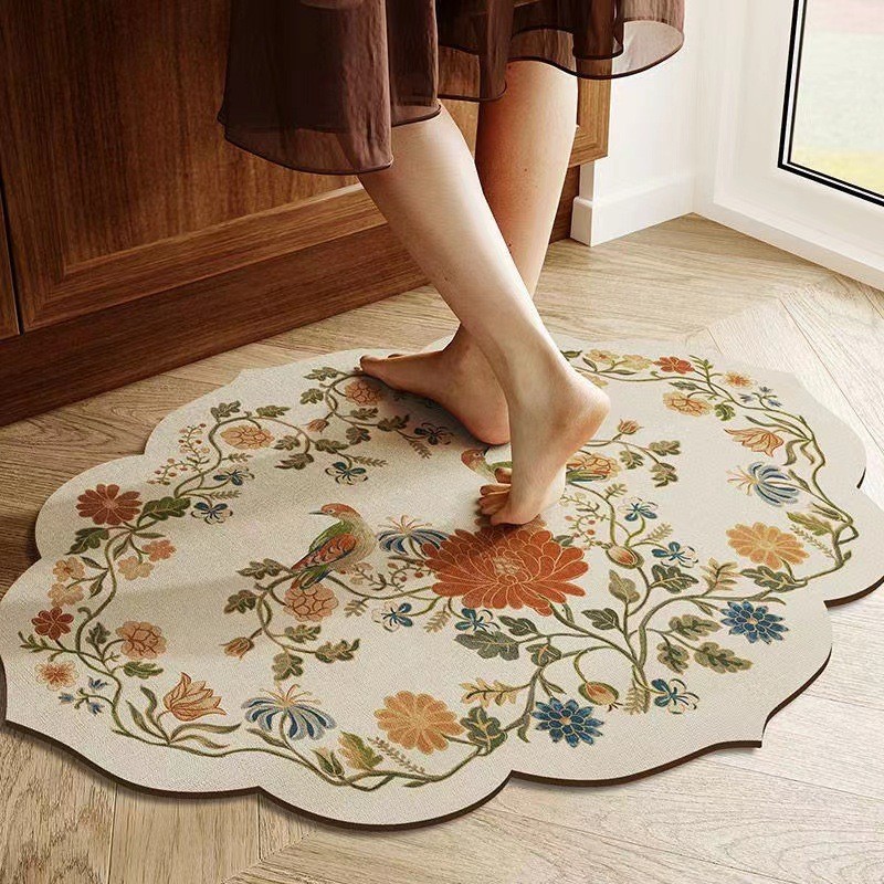 Trung Quốc Phong Cách Retro Thảm Sàn Diatom Bùn Đệm Mềm Hộ Gia Đình Phòng Tắm Cửa Hút Nước Nhanh Khô Sàn Thảm