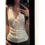 Phong cách Hồng Kông Hot Girl Cổ chữ V Dây đeo cổ chữ V Dây đeo Áo yếm nữ Mùa hè Phong cách mới Dây Slim-fit S