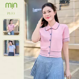 Áo Polo cổ sen Dệt kim mỏng cao cấp PL02 MỊN VN phong cách Hàn Quốc dành cho nữ