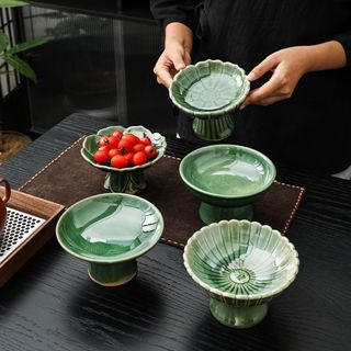 Trung Quốc Retro Zen Cao Cấp Bánh Ngọt Đĩa Làm Mới Gốm Trái Cây Đĩa Trà Chiều Đĩa Ăn Nhẹ Tinh Tế Cung Cấp Tấm YICV