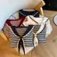 Springevenstar Cổ Hải Quân Dài Tay Sọc Preppy Phong Cách Áo Thun Nữ Chữ V Cổ Dệt Kim Áo Springevenstar