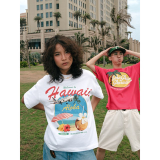 CHÍNH HÃNG - Áo Thun Trắng "HAWAII" Form Boxy UNISEX Áo Hè