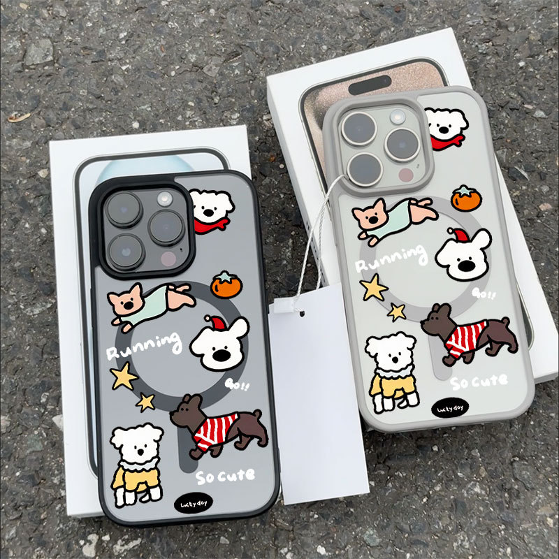 Ốp bảo vệ iPhone họa tiết cún con sạc từ tính chống trầy xước - iP 7/8/X/XS/11/12/13/14/15/16/17/Plus/Pro/Max/Air