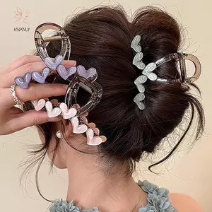 HNKMP Jelly Heart Vuốt Tóc Kẹp Bé Gái Hợp Thời Trang Acrylic Kẹp Tóc Barrettes Rửa Mặt Mũ Phụ Kiện.