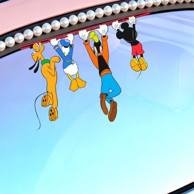 Mickey Minnie Xe Miếng Dán Chuột Mickey Vịt Donald Phía Sau Miếng Dán Hoạt Hình Độc Đáo Sáng Tạo Xe Hơi Miếng Dán Trầy Xước