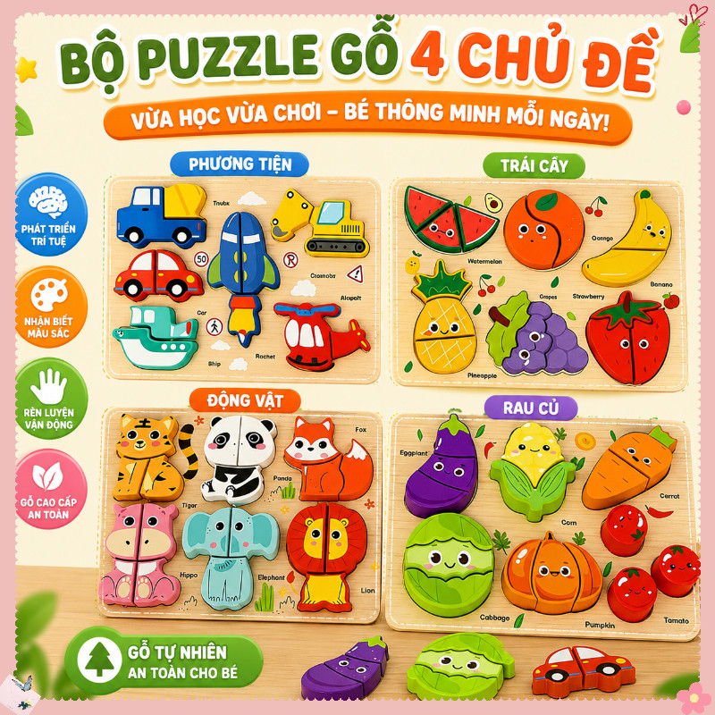 Bảng Ghép Hình 3D Bằng Gỗ Cho Trẻ Em,Thiết Kế 6 Trong 1,Nhiều Kiểu Dáng,Bền Chắc Và Bền Lâu,Đồ Chơi Giáo Dục Trẻ Em