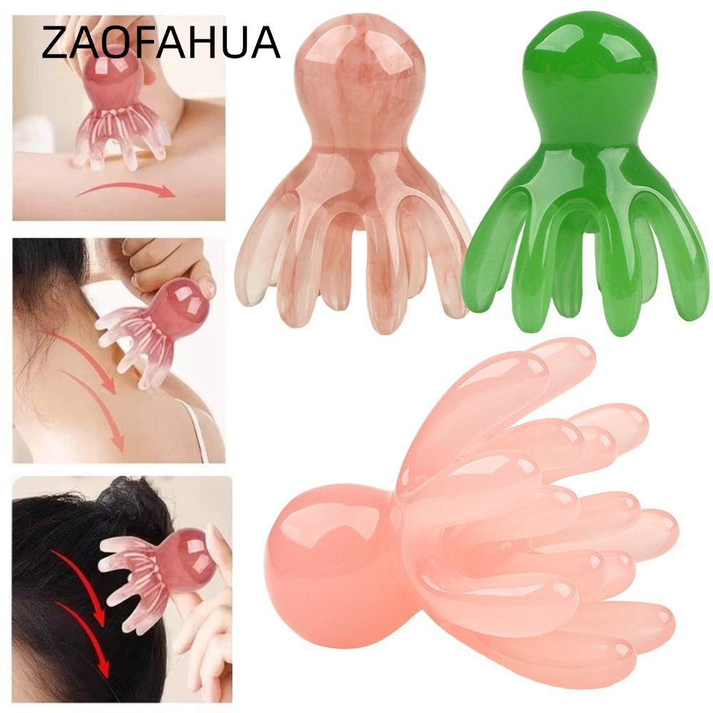 Máy Mát Xa Đầu ZAOFAHUA, Lược Massage Bạch Tuộc 14 Răng, Đầu Nhựa Di Động Kinh Tuyến Cạo Da Đầu Dụng Cụ Massage Hàn Quốc