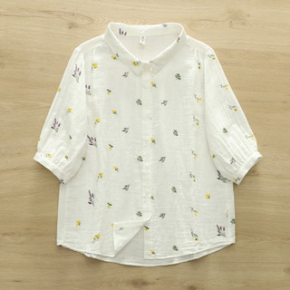 [Sẵn Sàng] Áo Sơ Mi Nữ 100% Sợi Cotton Cao Cấp Mùa Hè Mới Áo Sơ Mi Ngắn Tay In Hình Áo Sơ Mi Rời Cardigan