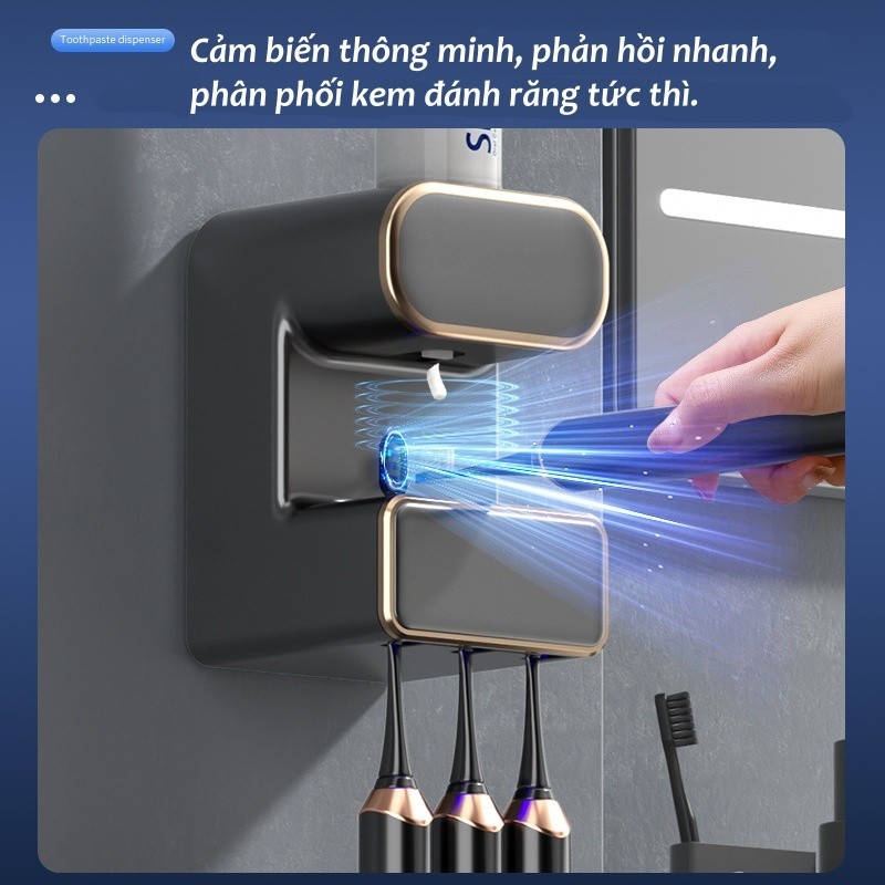 Máy tiệt trùng bàn chải đánh răng UV KLS-958, cảm biến thông minh, bộ phân phối kem đánh răng tự động