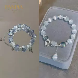 PNPIA- Nhẹ Sang Trọng Ngọt Ngào sel Vòng Tay Dành Cho Nữ Cô Gái Thời Trang Fany Đính Hạt Dây Đàn Hồi Vòng Tay Phụ Kiện Trang Sức Quà Tặng