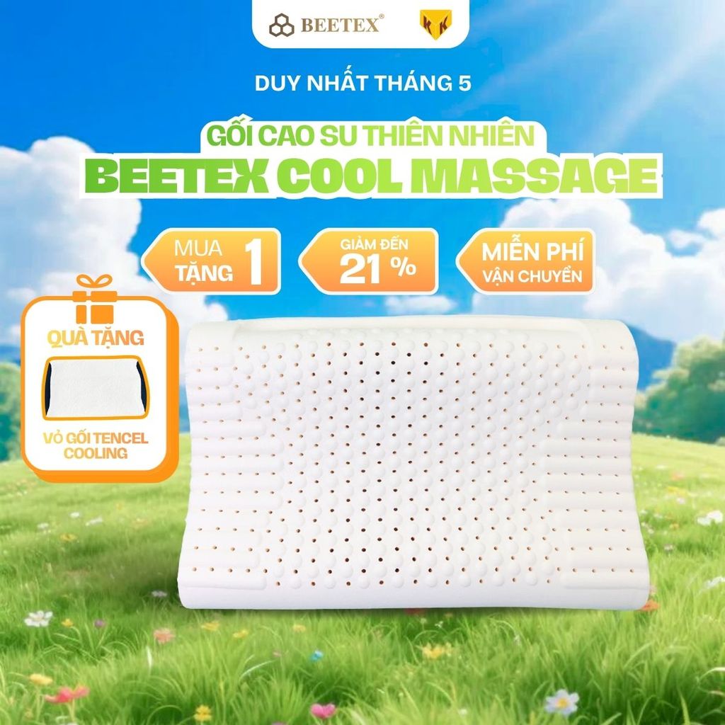 [TẶNG VỎ GỐI] Gối Cao Su Thiên Nhiên Beetex Cool Massage Lượn Sóng Vỏ ...