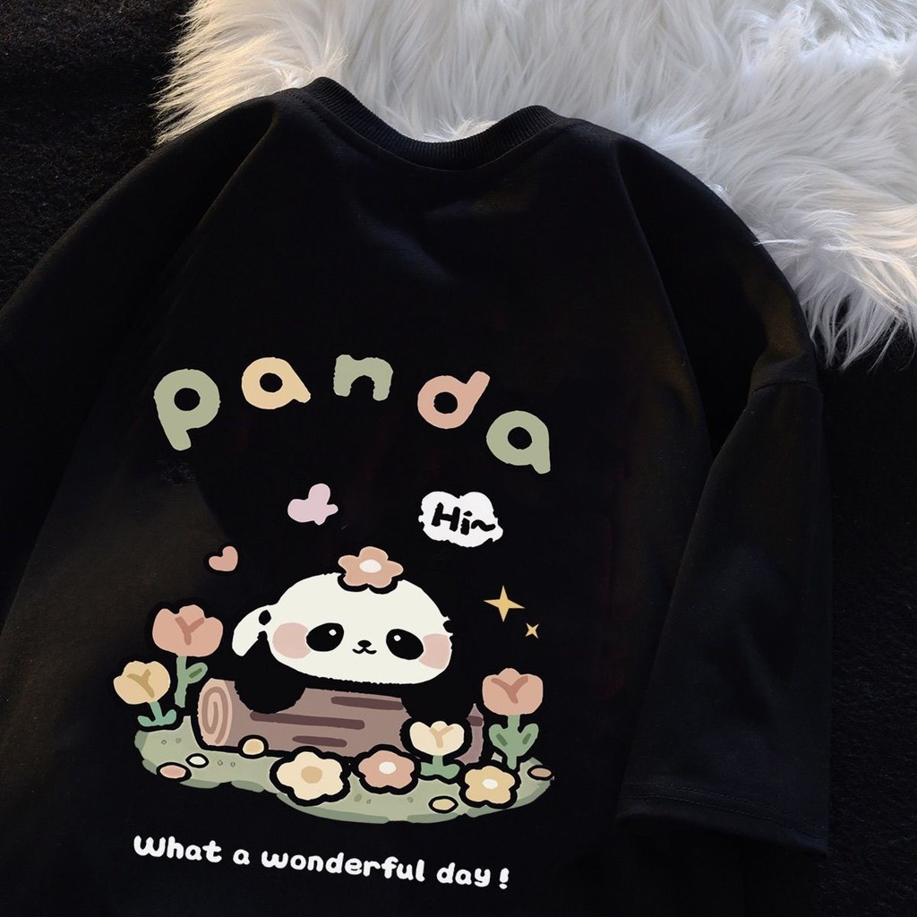 （Giao hàng 24h）AngelaÁo thun nữ tay ngắn in hình gấu trúc 2026 - Lựa chọn thời trang sang trọng cho cả unisex