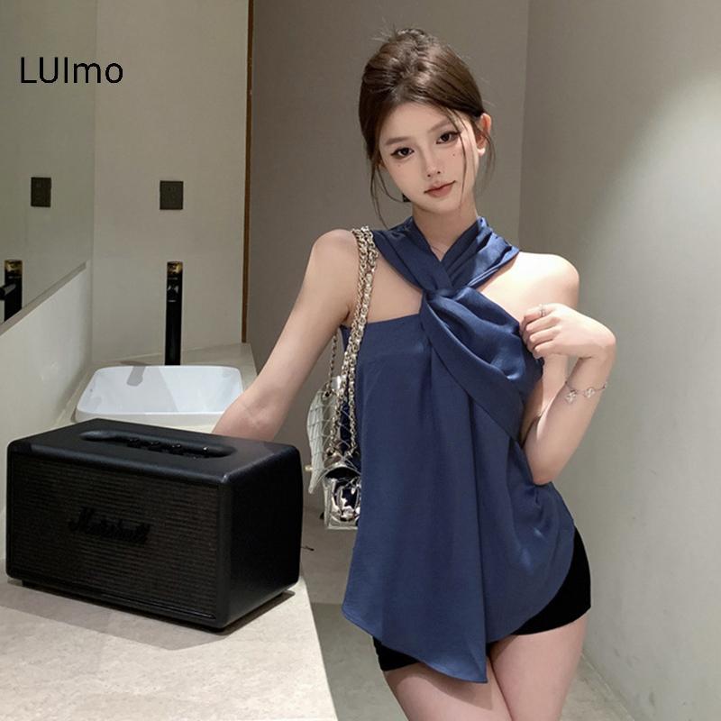 LUImo Thời Trang Mùa Hè Ngọt Ngào Gợi Cảm Xanh Xoắn Dây Ne Không Tay Áo Cho Nữ SBS