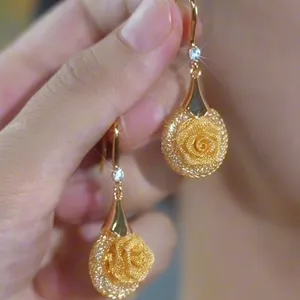 Đôi bông tai hoa hồng nữ sang trọng, thiết kế độc đáo và cao cấp phù hợp mọi dịp