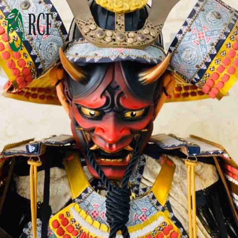 Mặt nạ samurai bác oni cao su, chủ đề kinh dị, phù hợp cosplay và Halloween