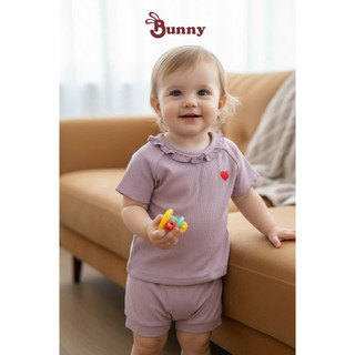 (3-24M) Hàng cao cấp: Bộ cộc bé gái Bunnybaby chất thun tăm lụa cao cấp mềm mượt.