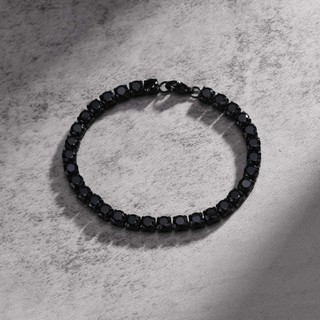 Vòng tay thời trang nam từ thép không gỉ và zircon đen, phụ kiện trang sức cao cấp BR-1495