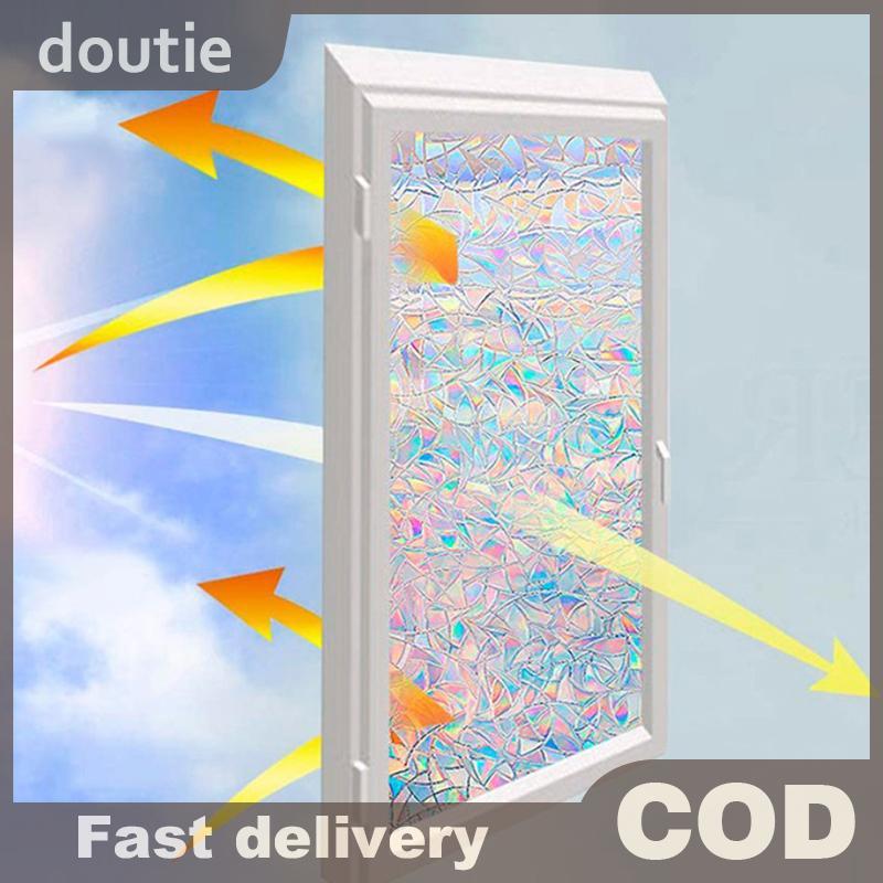 Doutie 3D Hiệu Ứng Cầu Vồng Phim Cửa Sổ Kính Màu Tự Dính Phim Tĩnh Bám Cửa Sổ Dán Nhiệt Chống Tia UV VN