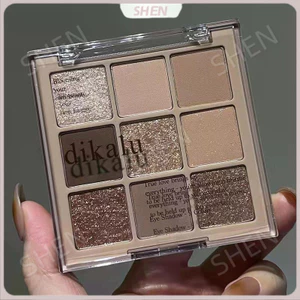 DIKALU Bảng phấn mắt 9 màu trà sữa, phấn bột yến mạch, nude mùa thu, mờ đất
