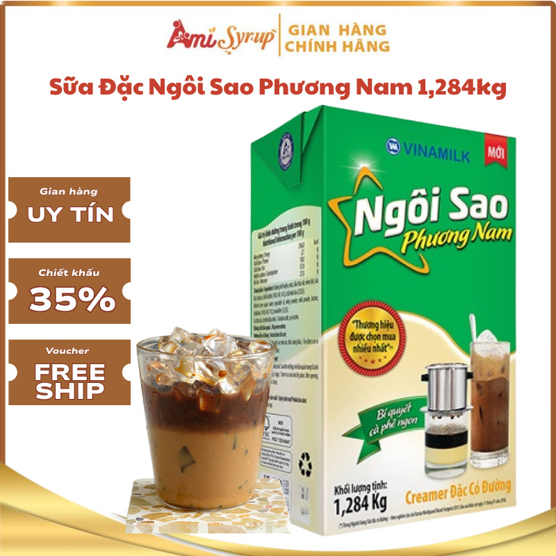 Sữa Đặc Ngôi Sao Phương Nam Hộp 1,284kg Xanh Lá, Độ Béo Đậm Pha Trà Sữa, Cà Phê Chuẩn Vị