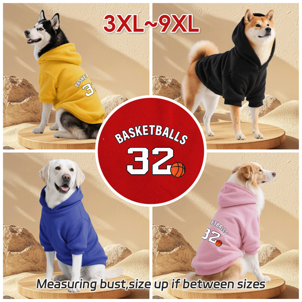 Áo Hoodie cho chó lớn 3XL-9XL, Corinthians, in kỹ thuật số, phong cách chui đầu, Có 6 màu, Vải mềm, Thoải mái, ấm áp, có thể giặt được, Thích hợp cho tất cả các giống chó lớn