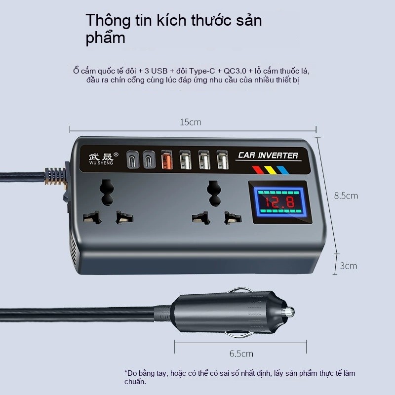 Biến tần đa năng ô tô -  lên , USB nhanh, Biến tần ô tô, Xe tải ô tô, 12V/24V, Bộ chuyển đổi sang 110V/220V