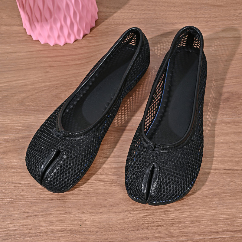 Atikota Giày sandal nữ lưới xẻ ngón, thoáng khí, đế mềm, thoải mái, thích hợp cho mùa hè.