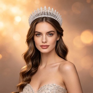 Băng đô vương miện SMILE, Vương miện cô dâu bằng kim cương giả thủ công, Pha lê thời trang Cô dâu Mũ cưới Trang sức tóc cưới