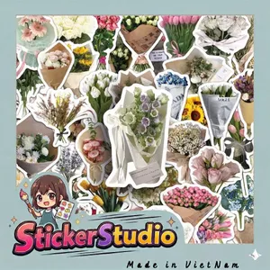 Set Sticker Bó hoa xinh tươi Chống Nước Dán Laptop Vali Mũ Bảo Hiểm Sổ Tay