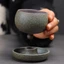 JUNYUE88US Cốc Cà Phê Gốm, Tròn Với Đĩa Xoay Trà, Phong Cách Nhật Bản 150ML Lò Glaze Thủ Công Retro Latte Cup Sử Dụng Tại Nhà