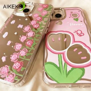 Ốp Điện Thoại Gương Hoa Tulip Sang Trọng Cho Motorola Moto G77 G67 G100S G96 G86 G85 G84 G82 G75 G73 G60 G60S G67 G57 G54 Power G56 G55 G53 G52 G45 G35 G34 5G Màu Hồng Trong Suốt Bìa Mềm
