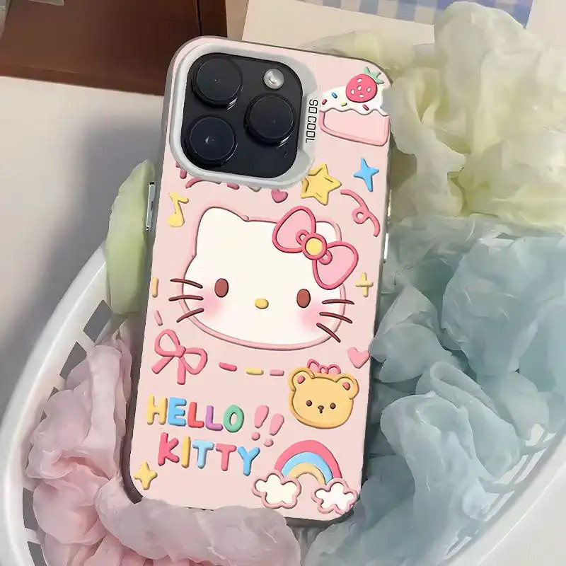 Ốp lưng họa tiết Kitty 3D da PU, thiết kế độc đáo chống trầy tốt Bảo Vệ Camera Cấp iPhone 17/16/15/14/13/12/11/X/XS Max
