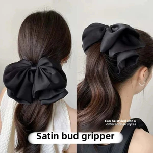 Satin Nơ Bud Móng Vuốt Kẹp Tóc Đuôi Ngựa Cao Tập Tóc Nữ Thời Trang Thanh Lịch Bun Phụ Kiện Tóc