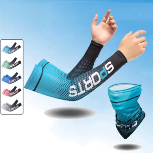 Combo Găng Tay Chống Nắng Dài Và Khăn Trùm Mặt Chống Nắng UV Nam Nữ Thun Lạnh Mát Co Dãn Lái Xe Tiện Dụng