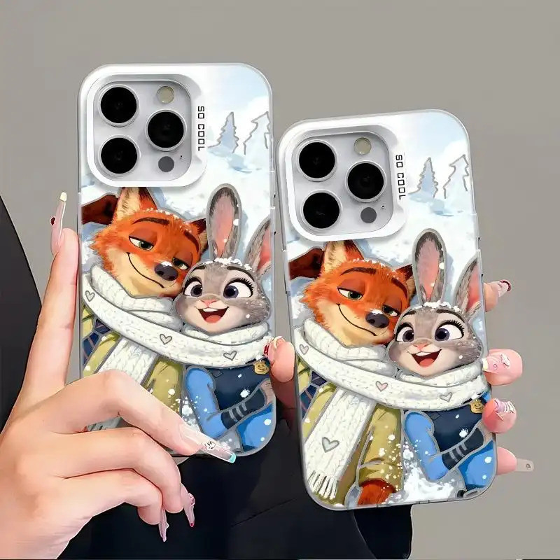 Ốp lưng đôi Zootopia, họa tiết hoạt hình độc đáo cho iPhone Bảo Vệ Camera Cấp iPhone 17/16/15/14/13/12/11/X/XS Max
