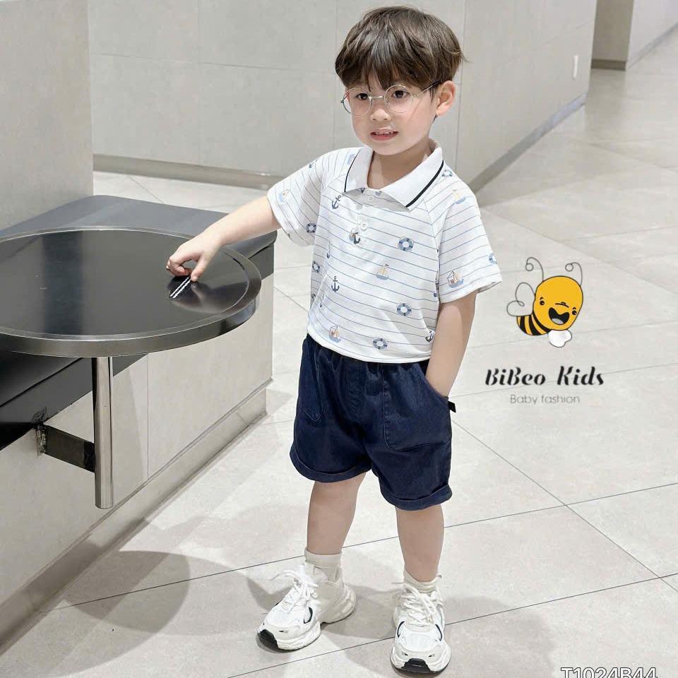 Bộ quần áo POLO HỌA TIẾT KẺ cho bé trai , Quần áo chất COTTON mềm thoải mái cho bé