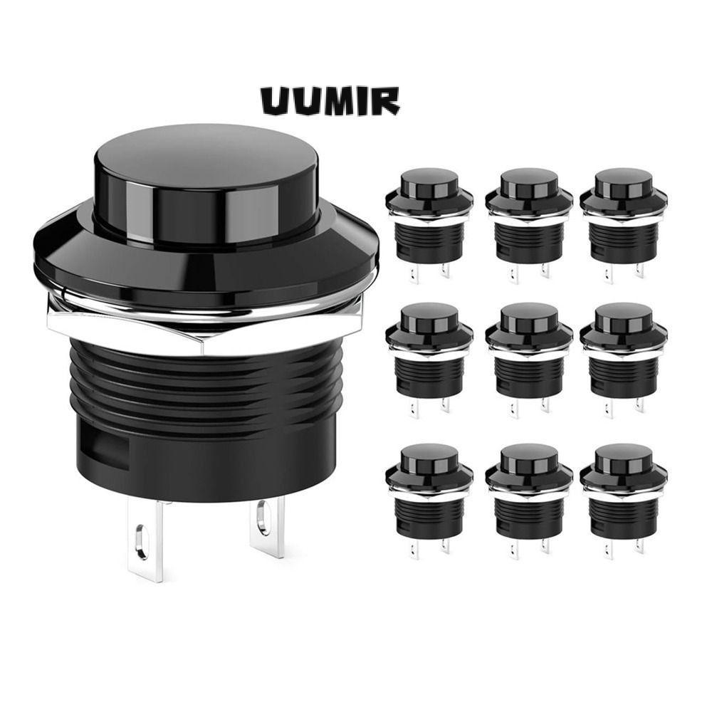 Công tắc nút nhấn tạm thời UUMIR, AC 250V / 3A AC 125V / 6A Không có khóa, Công tắc tròn Balck Cap Mini
