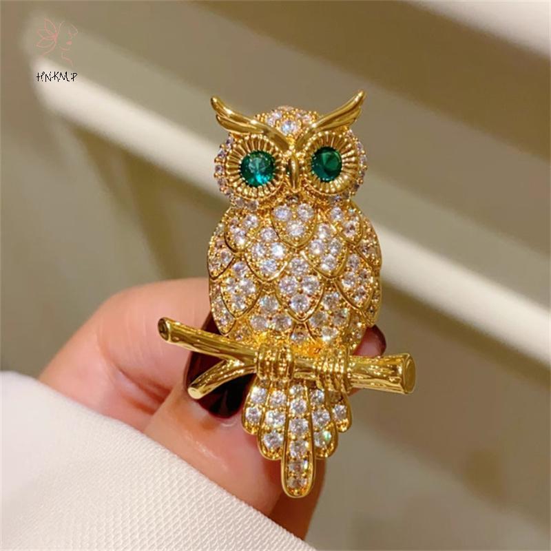 HNKMP Thời Trang Tinh Tế Cú Thổ Cẩm Vintage Tính Khí Lấp Lánh Kim Cương Động Vật Chân Dành Cho Nữ Nam Quần Áo Phụ Kiện Trang Sức Quà Tặng.