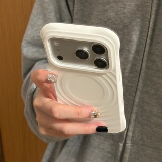 Ốp điện thoại di động hút từ tính màu trơn sóng tình yêu cho iPhone17 16 15 14 13 12 11 Pro Max bảo vệ camera chống sốc chống rơi mặt sau mềm