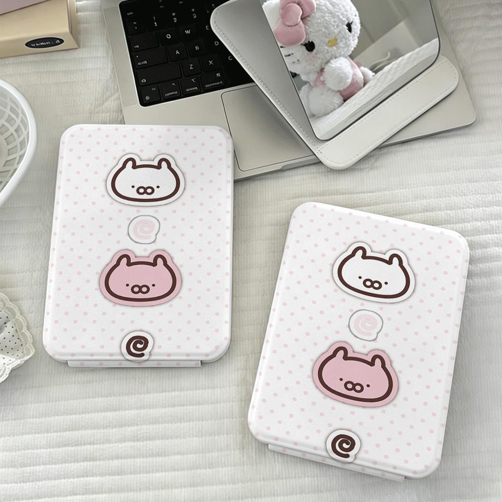 Gương gấp mini họa tiết mèo chấm bi đáng yêu chống vỡ chất liệu bền đẹp