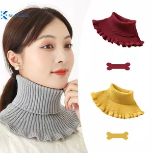 Kudosation Cổ Giả Len Dệt Kim Nữ Ấm Áp, Khăn Quàng Cổ Tháo Rời Chống Gió Thời Trang